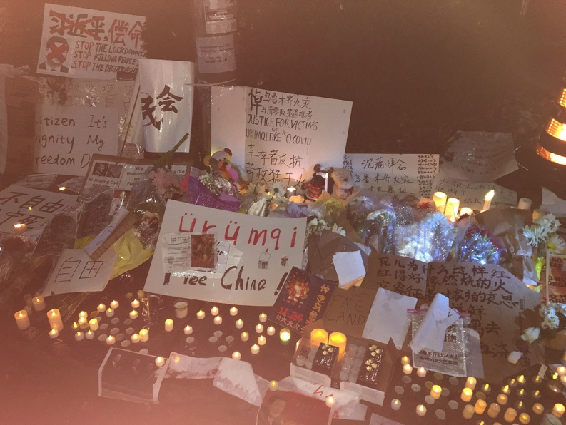 INTERNATIONAL SUPPORT FOR CHINA GROWS: Protests and vigils grow outside of the Chinese Consulate in Toronto in support of the protestors arrested in China. 