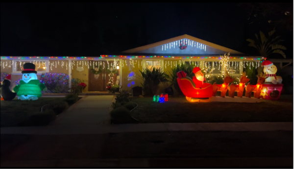 SEASONS GREETINGS: A home in Thousand Oaks has their entire front yard already decked out for the holiday season.