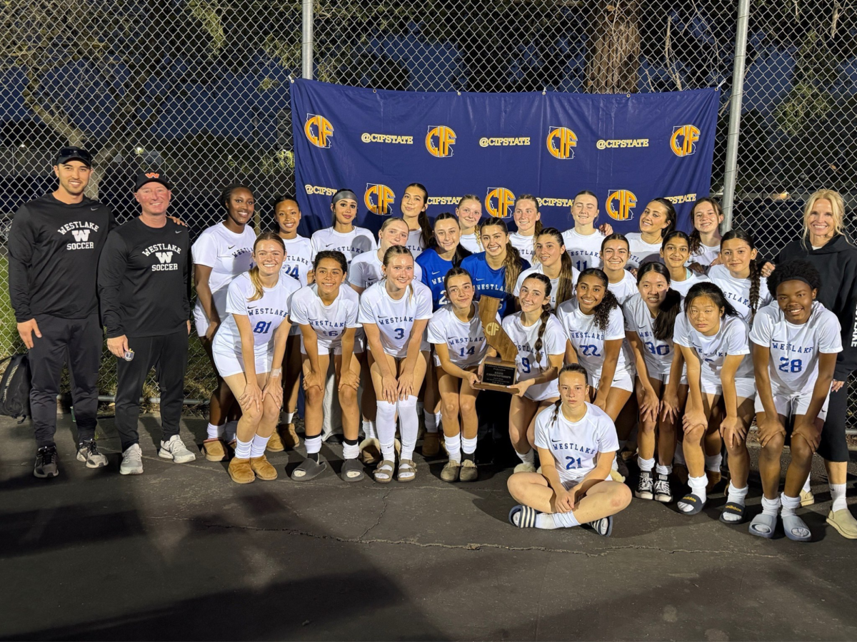 STATE SUCCESS: The WHS girls soccer team hoists the CIF–State Division II finalists trophy after an overtime loss against San Ramon Valley High School in the first–ever California soccer state championships. The 2026 CIF-State Southern California Division II regional champions marked the furthest run in WHS program history, despite losing their leading goal–scorer due to international duty.